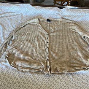 Urban Outfitters Tan Long Sleeve Button-Up Top